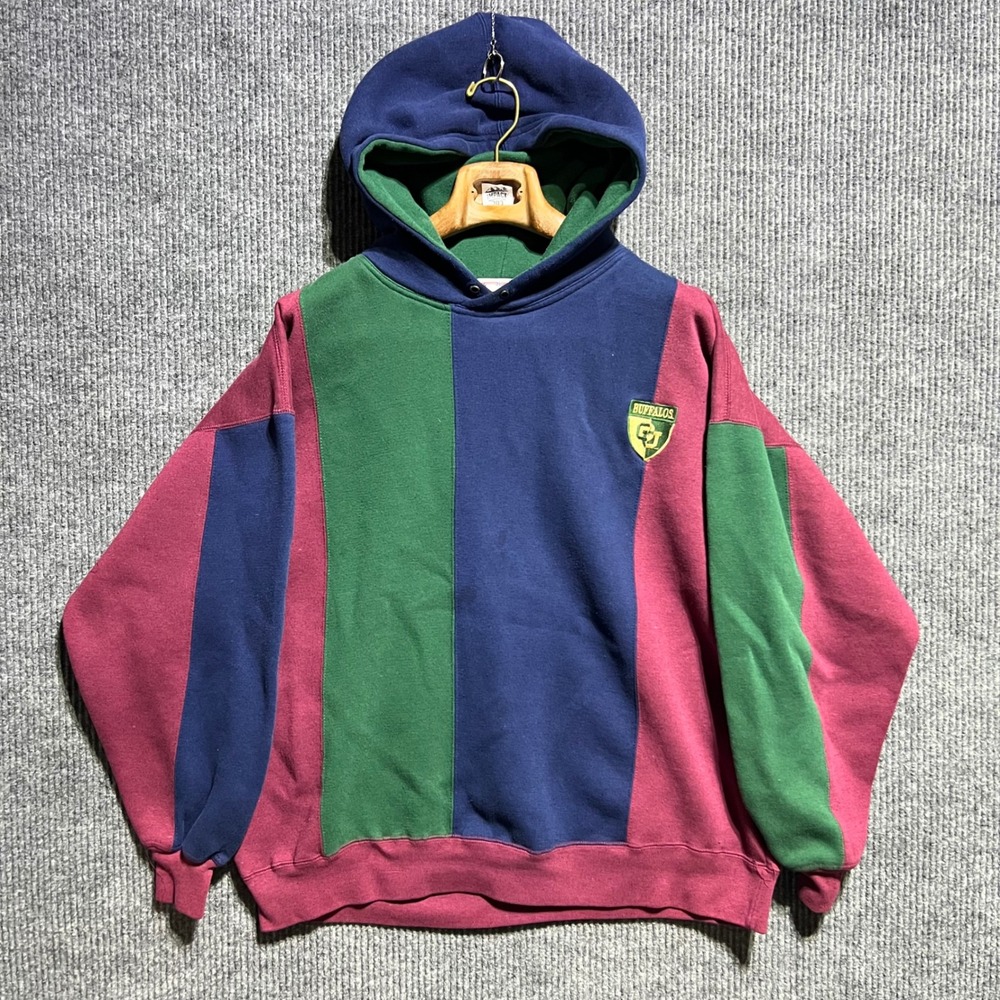 Vintage CU Buffaloes Crable Sportswear Hoodie Mens XL Multi Colorblock 90s Style
